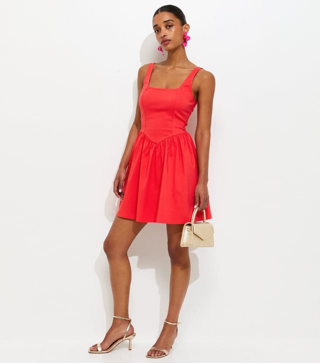 New Look Women's Red V-Shaped Waist Mini Dress New Look - 3