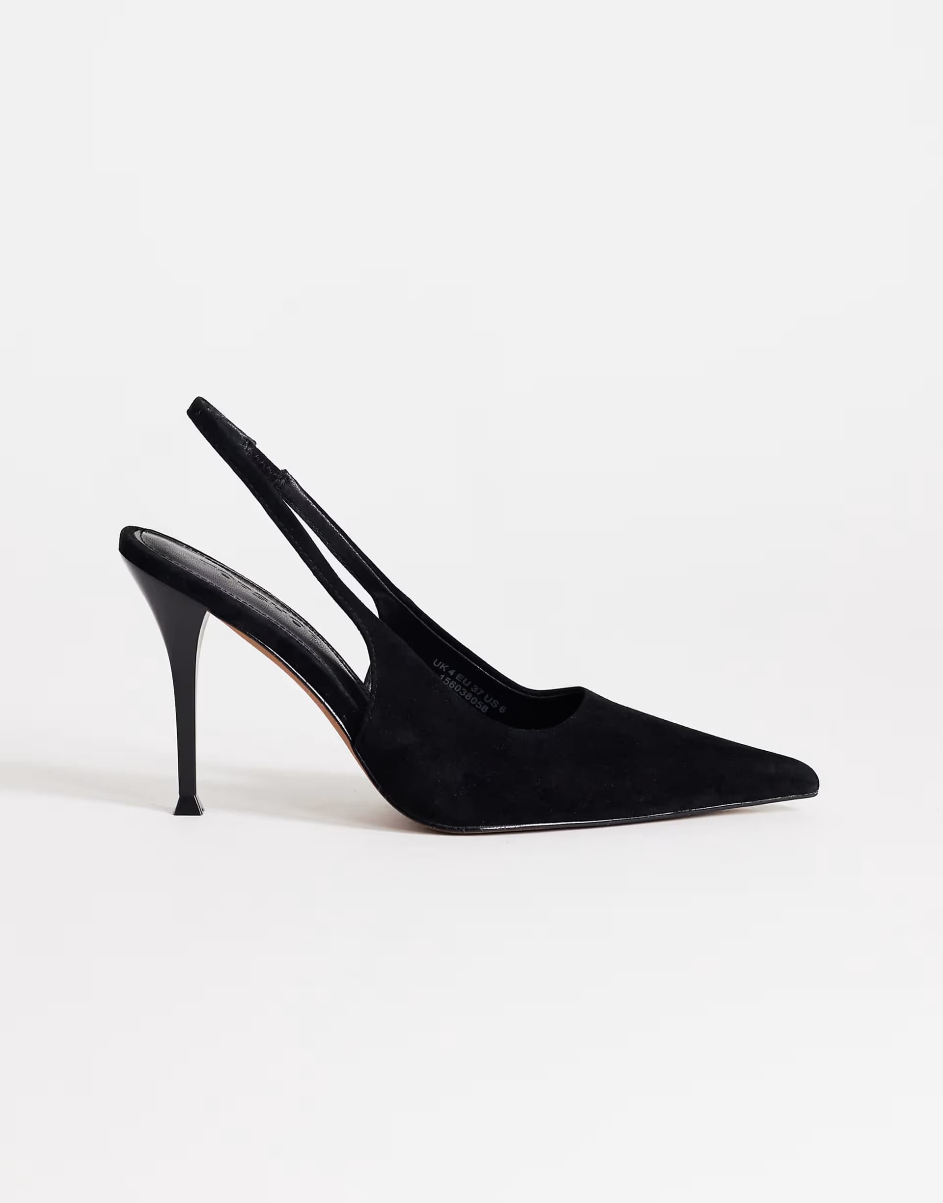 ASOS Topshop Anya real suede sling back high heeled court shoe in black