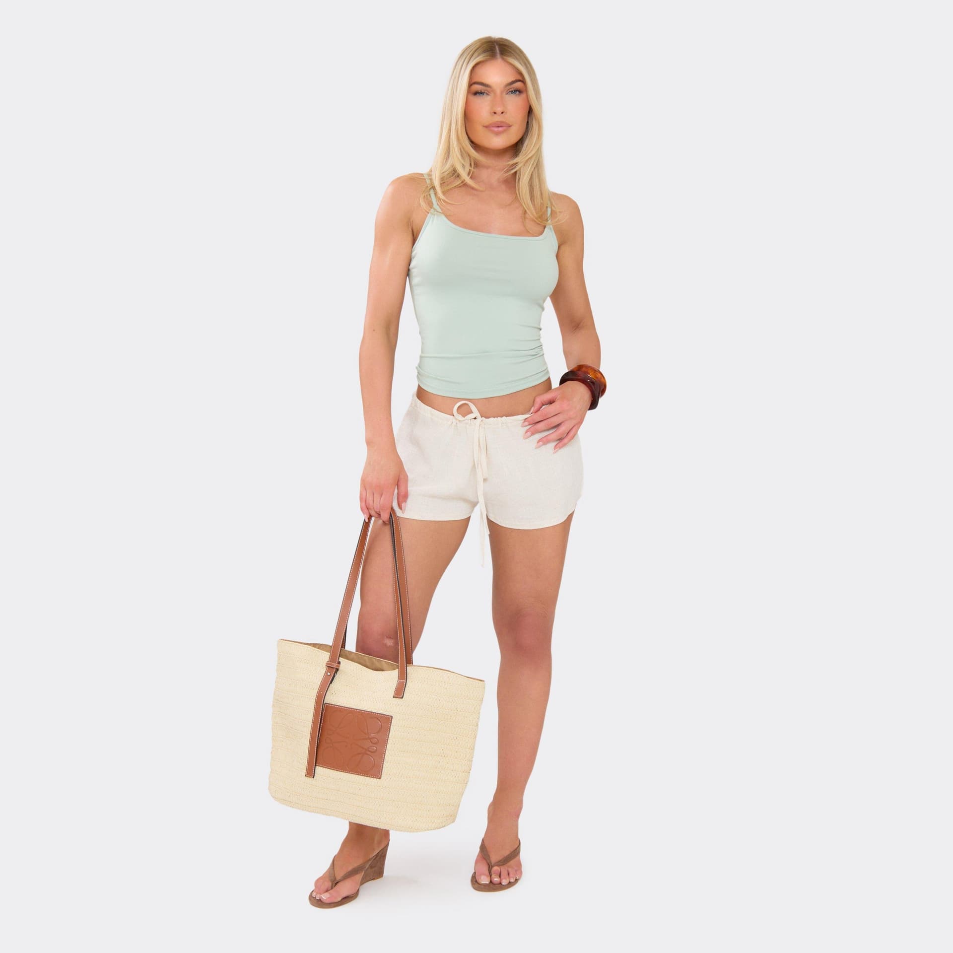 EGO EGO Stone Linen Low Rise Tie Waist Shorts