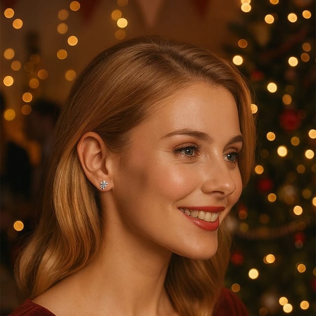 Lovii Lovii Women's 925 Sterling Silver Snowflake Stud Earrings - 2