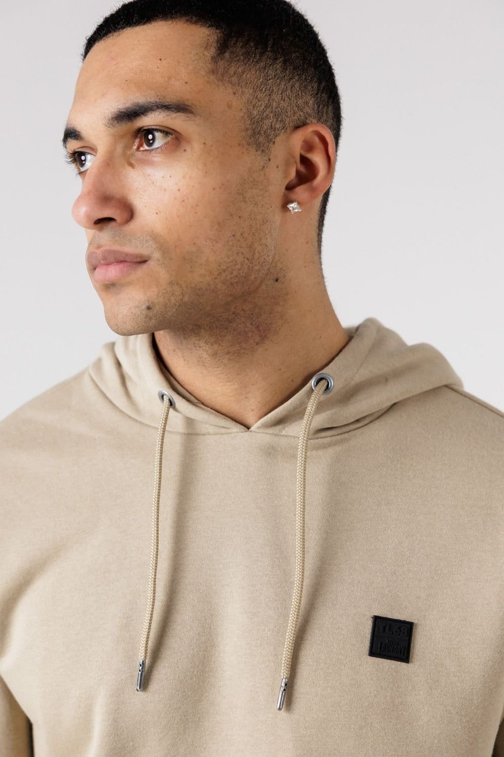 Tokyo Laundry Tokyo Laundry Men's Brushed Back Fleece Hoody with Small Chest Logo in Beige - 4
