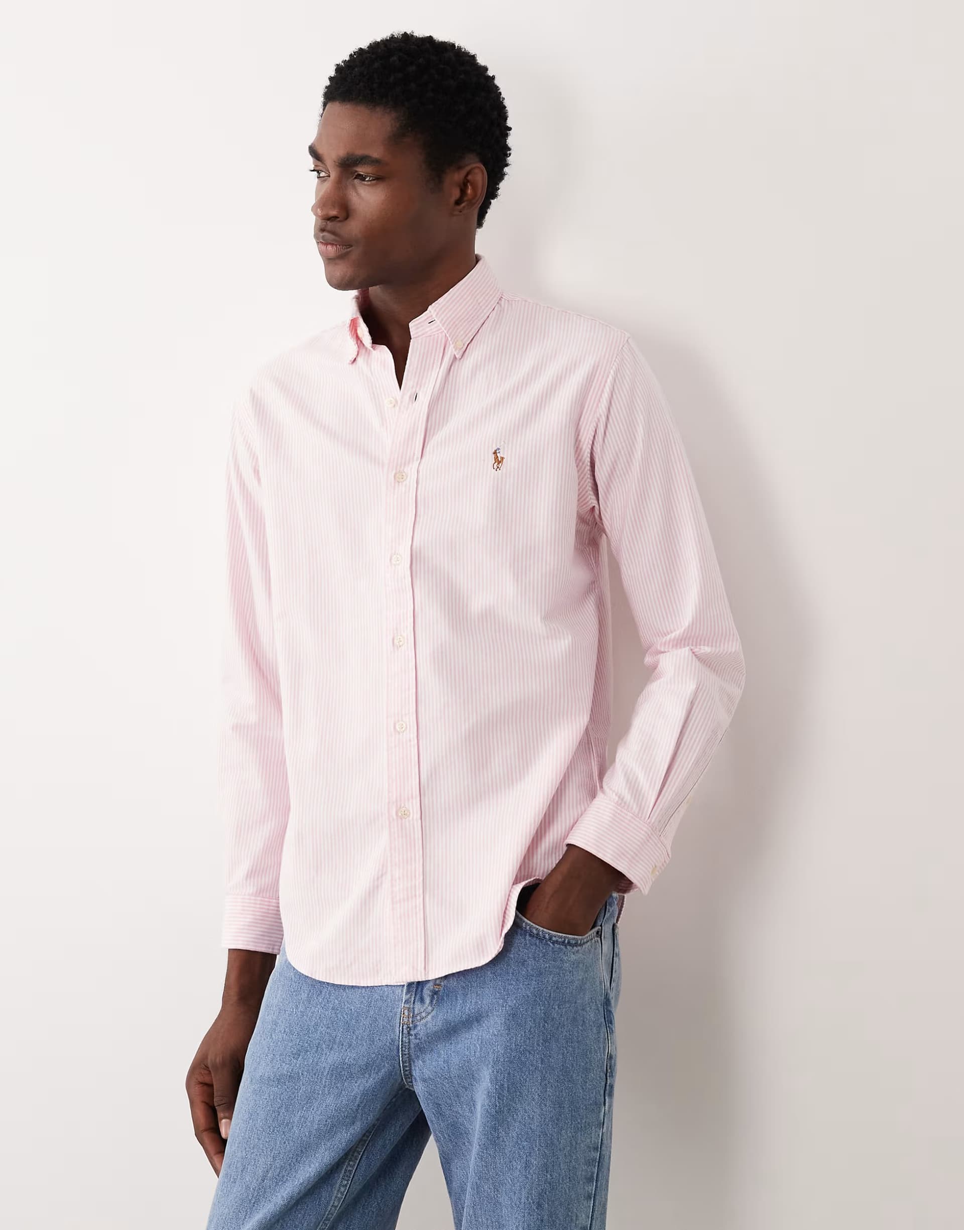 ASOS Polo Ralph Lauren Pink Striped Long Sleeve Shirt