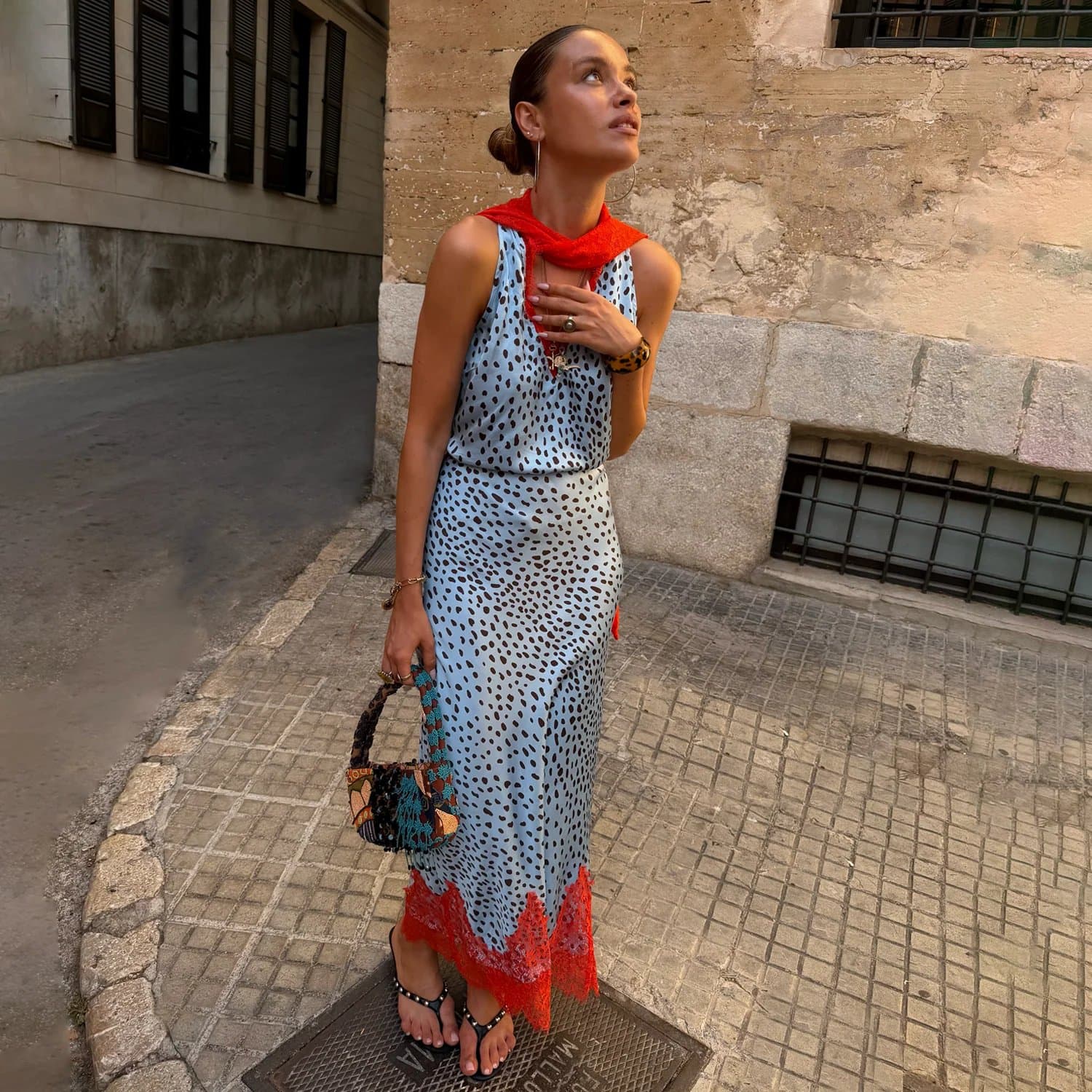 Never Fully Dressed Sky Blue Deer Midi Maeva Skirt