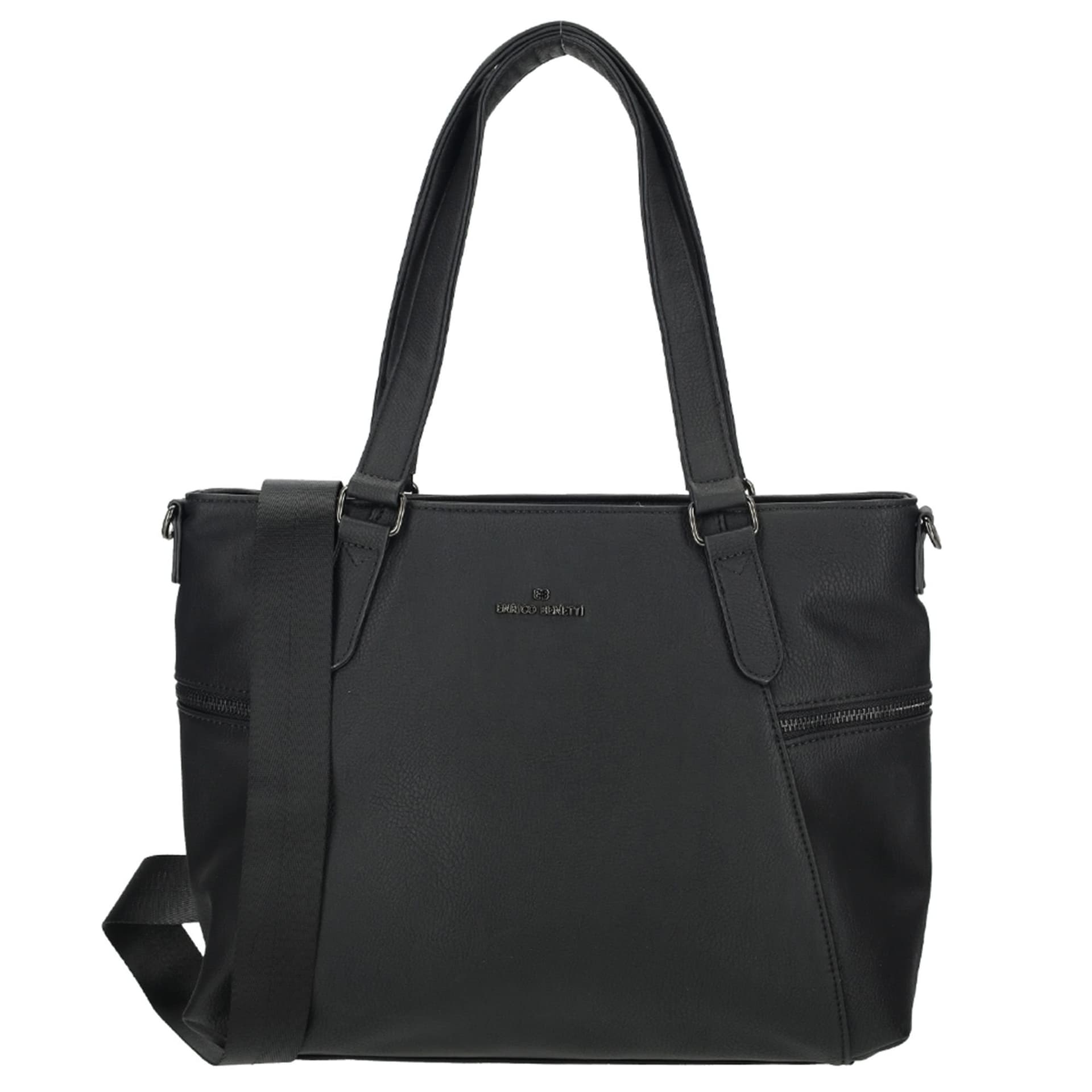 Enrico Benetti Enrico Benetti Women's Roxy Two Handle Faux Leather Shoulder Bag with Nylon Strap in Black