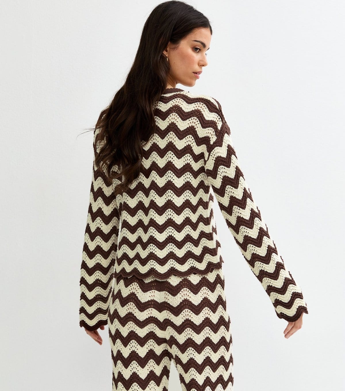 New Look Women's Brown Cotton Rich Chunky Knit Zig Zag Jumper New Look - 4