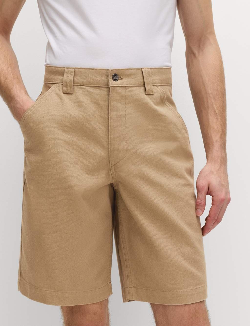 Marks & Spencer M&S Loose Fit Pure Cotton Utility Shorts Toffee