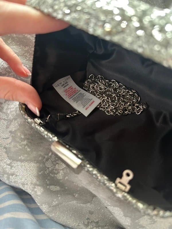 New Look Silver sequin embellished clutch bag new looks