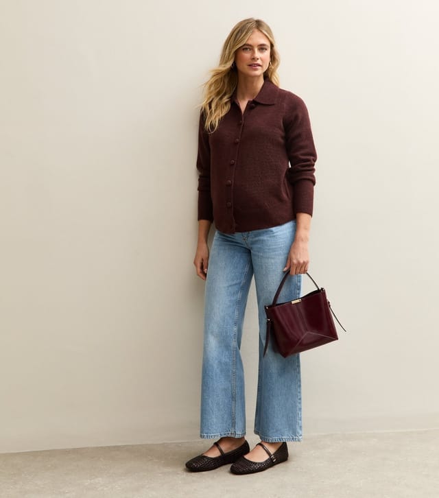 New Look Women's Maternity Burgundy Midweight Knit Cardigan New Look - 3
