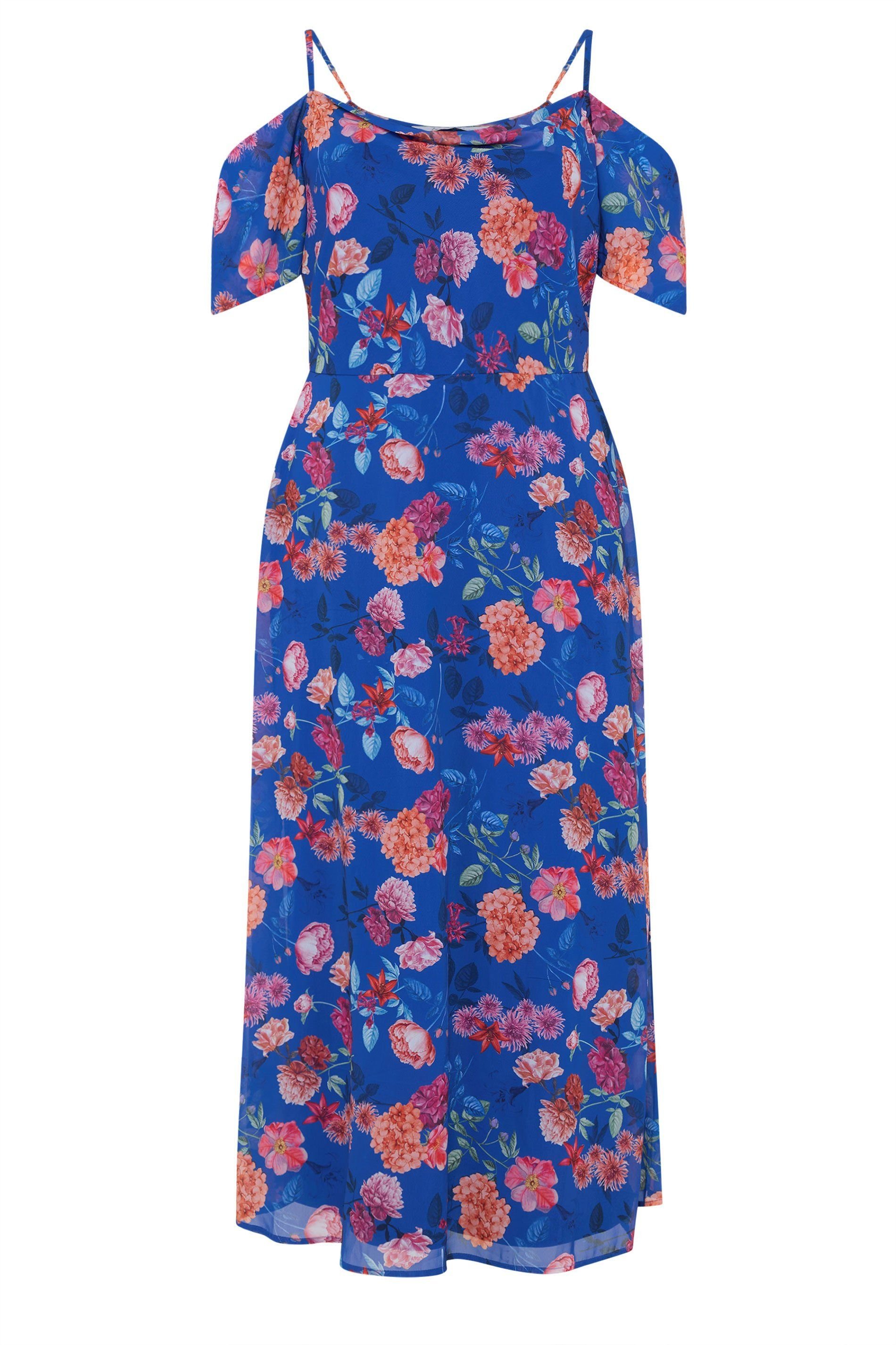 Yours Yours Women's Floral Maxi Dress in Cobalt - 2