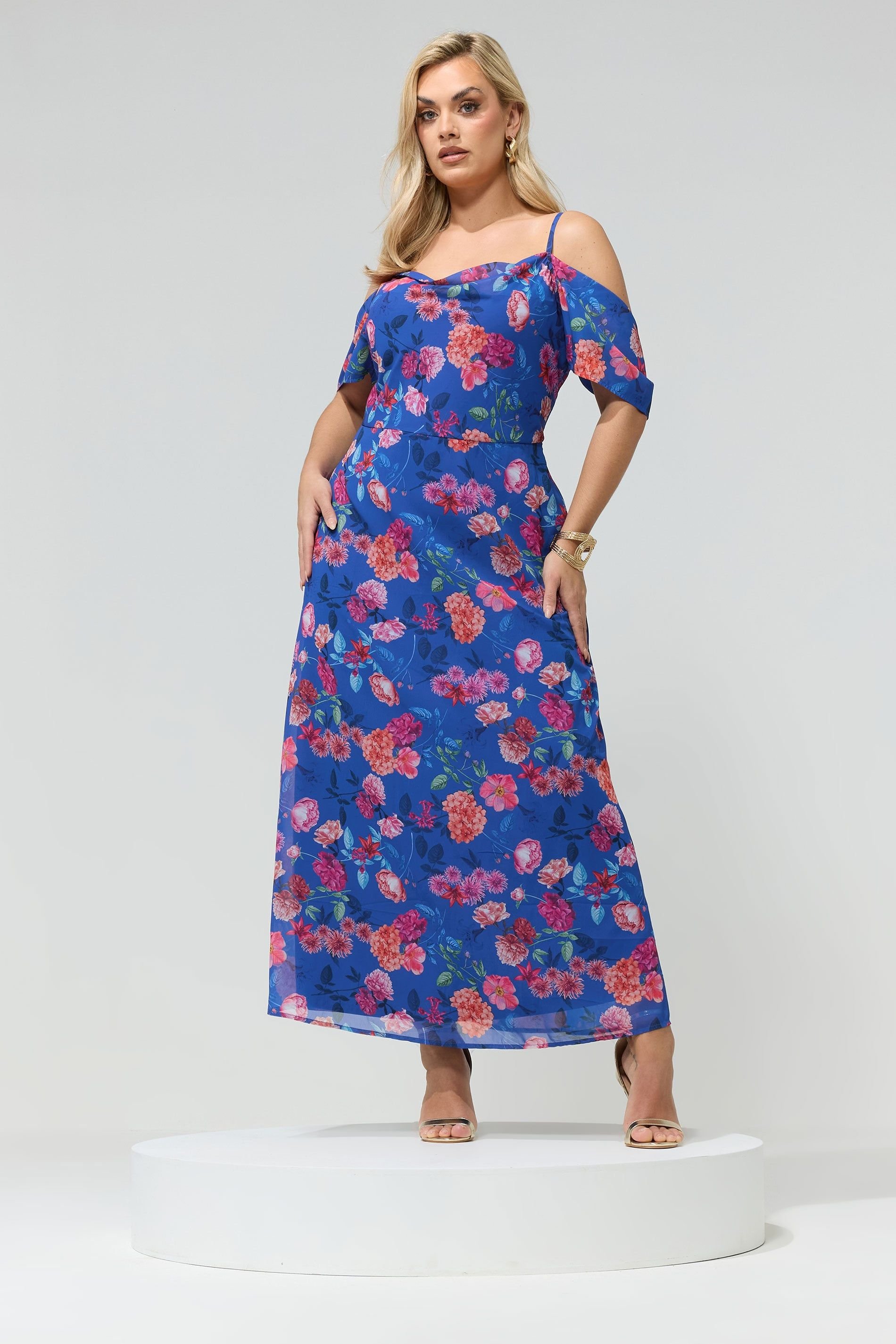 Yours Yours Women's Floral Maxi Dress in Cobalt - 3