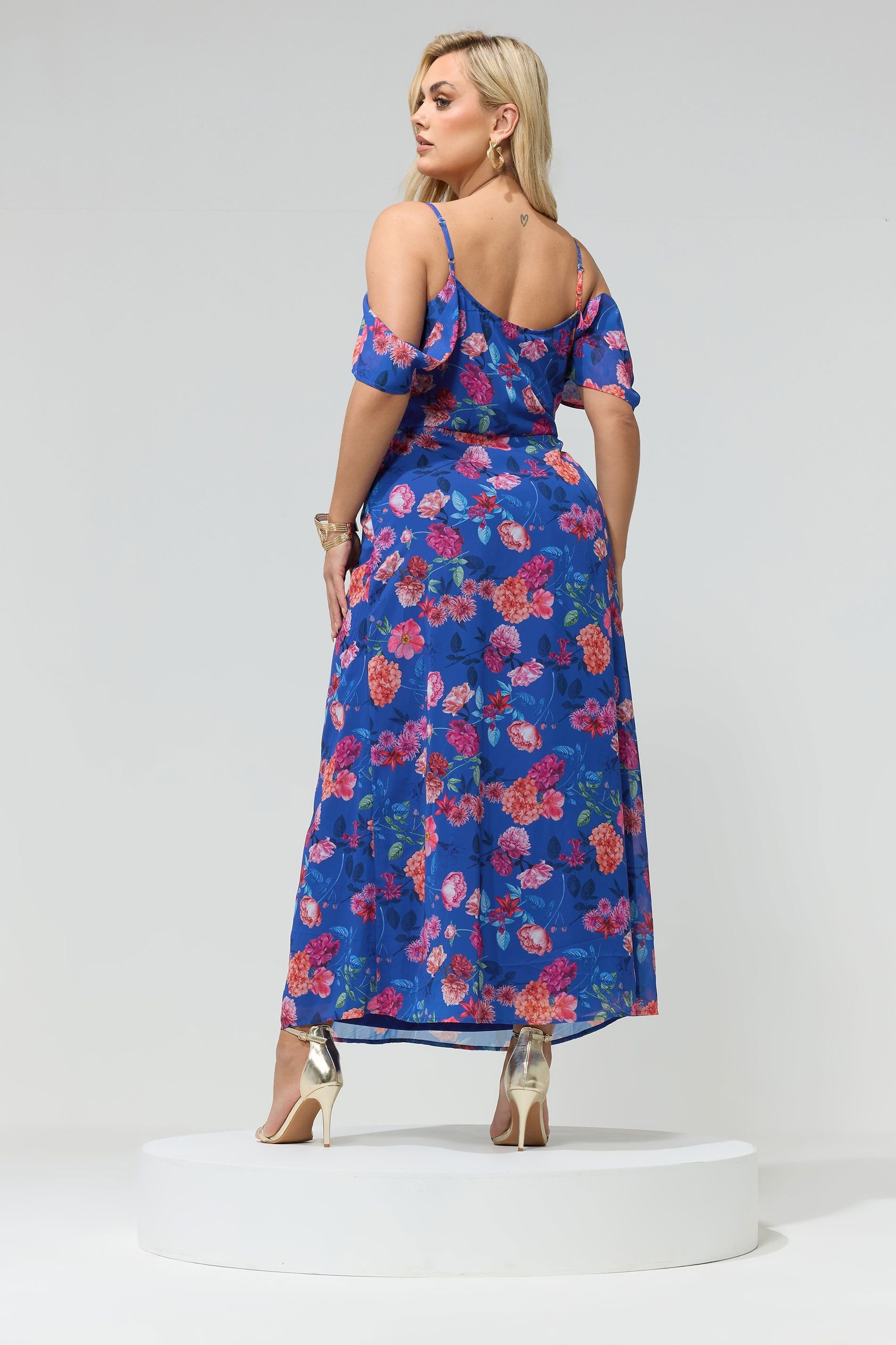 Yours Yours Women's Floral Maxi Dress in Cobalt - 4