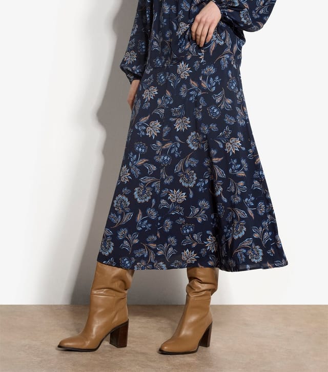 Apricot Women's Blue Floral Print Pleated Midi Skirt Apricot New Look - 2