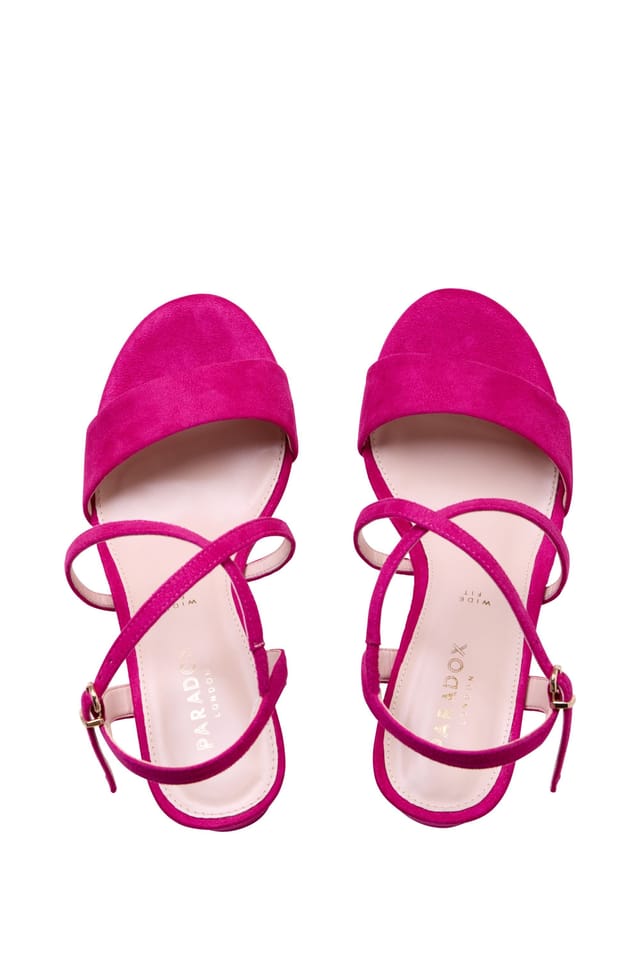 Paradox London Paradox London Women's Honeysilk' Wide Fit Block Heel Sandals in Fuchsia - 3