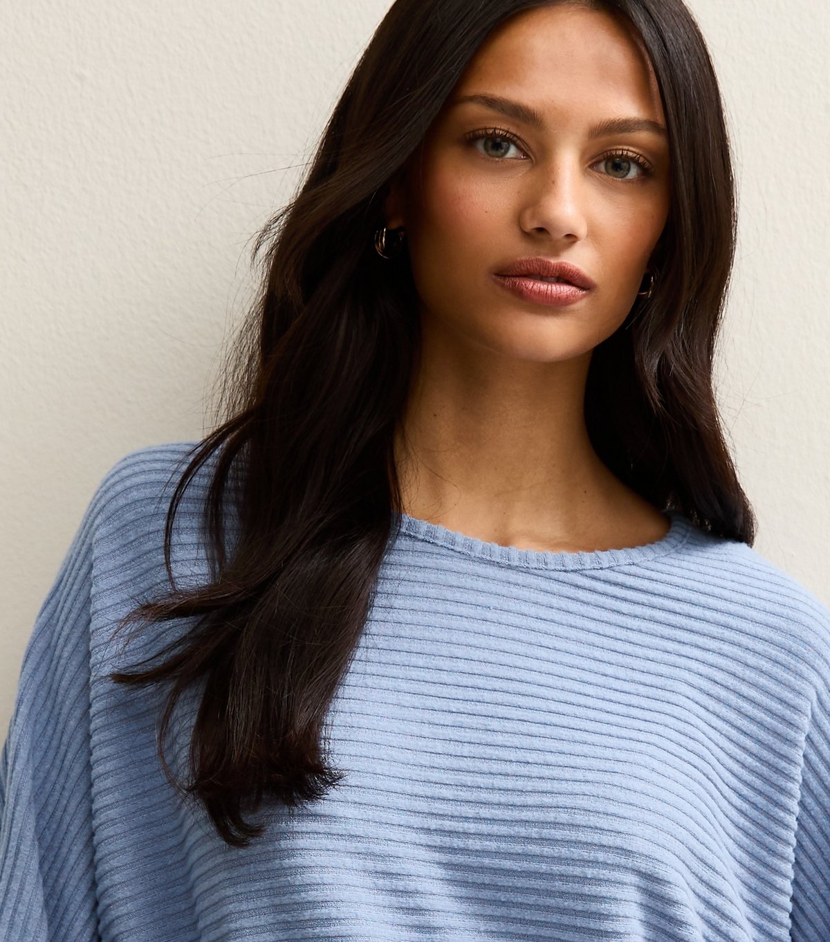 New Look Women's Blue Soft Touch Ribbed Batwing Sleeve Top New Look - 2