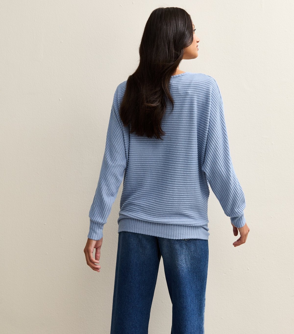 New Look Women's Blue Soft Touch Ribbed Batwing Sleeve Top New Look - 4