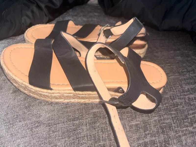 ASOS Black faux leather crossover flatform sandals