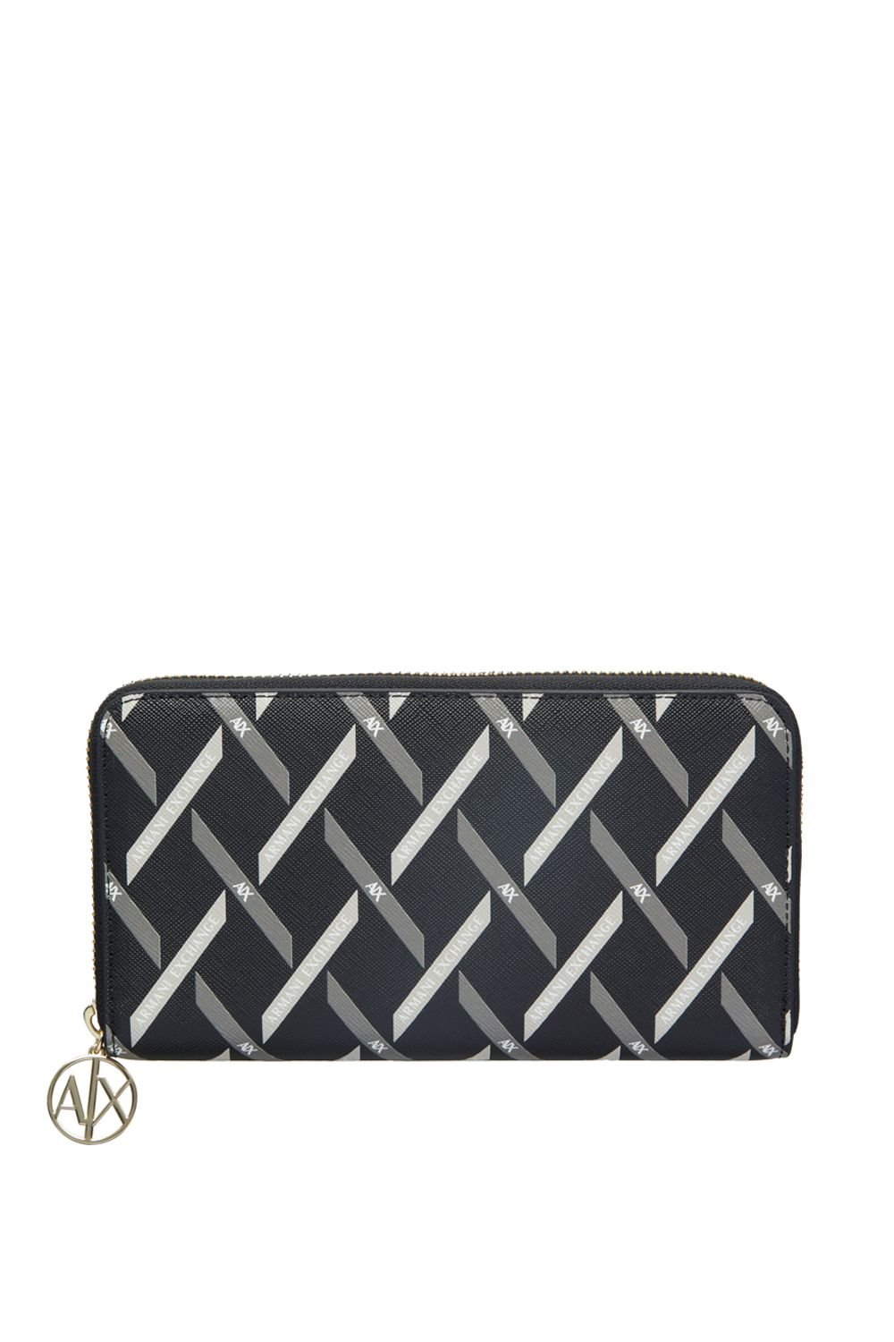 Armani Exchange Armani Exchange Women's Jane All Over Print Large Zip Around Wallet Black - 2