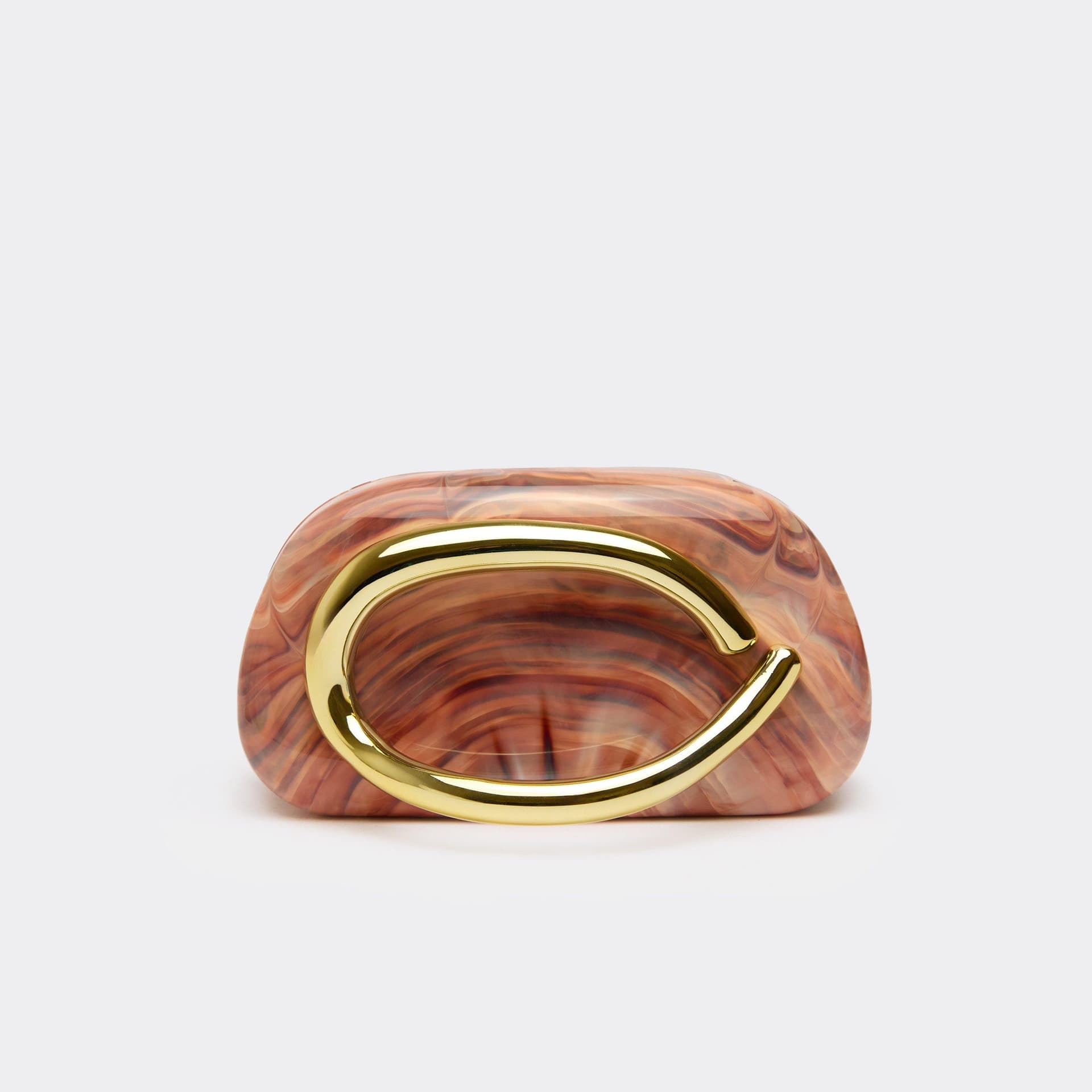 EGO Palm Ring Handle Detail Shaped Clutch Bag In Brown Marble, Women's Size UK 0