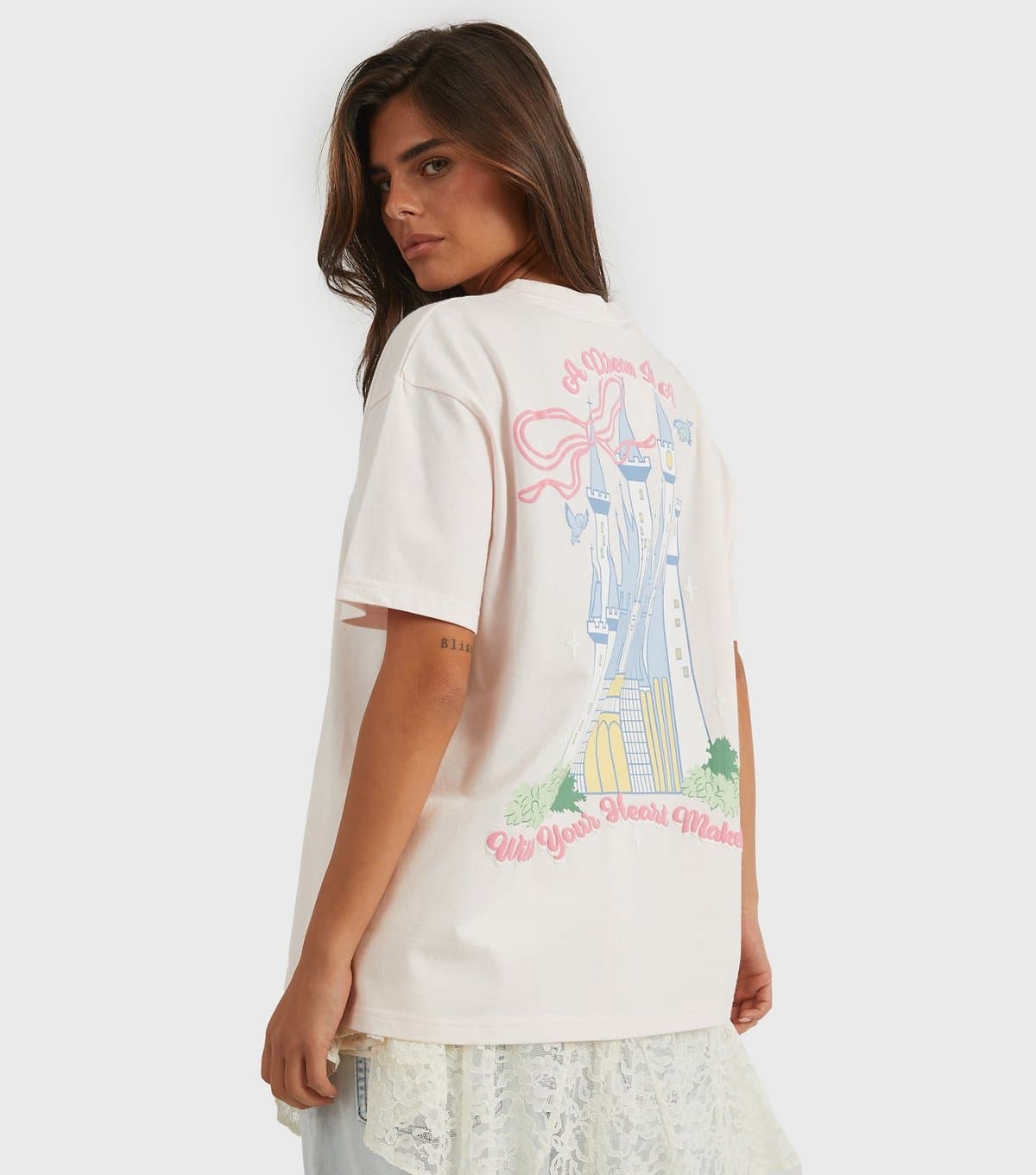 Skinnydip Women's Light Pink Disney Castle T-Shirt Skinnydip New Look