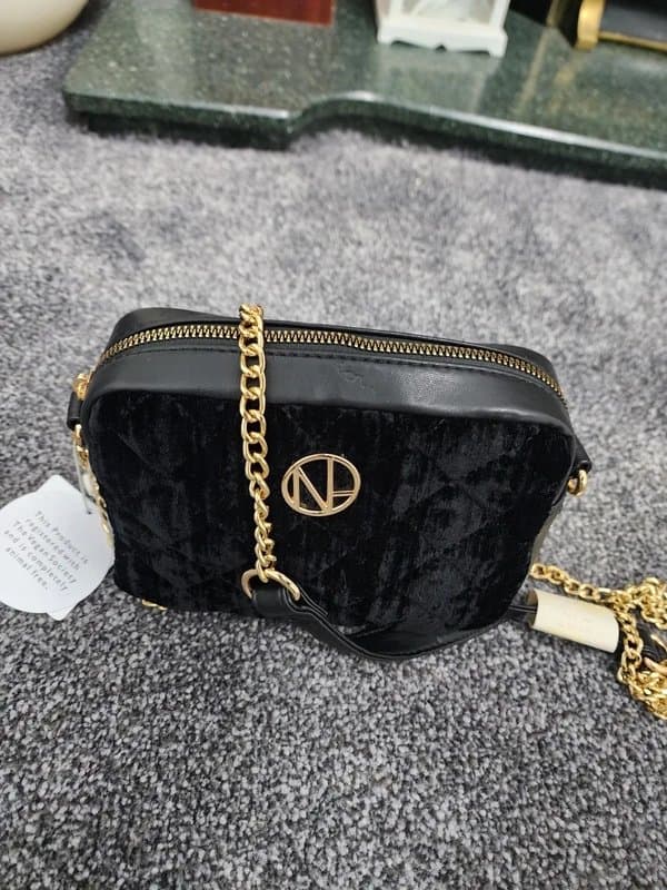 New Look Newlook black velvet crossbody bag