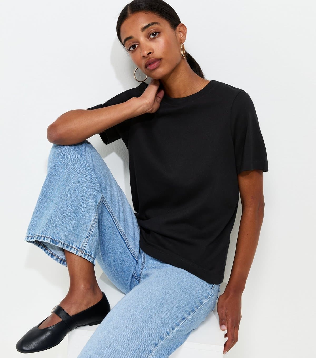 New Look Women's Premium Black Heavyweight Cotton T-Shirt New Look