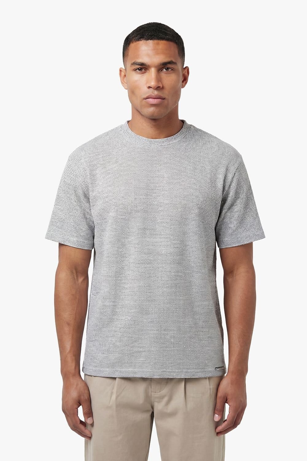 Luke 1977 Luke 1977 Men's Davenport Waffle Relax Fit T-shirt in Light Grey - 1