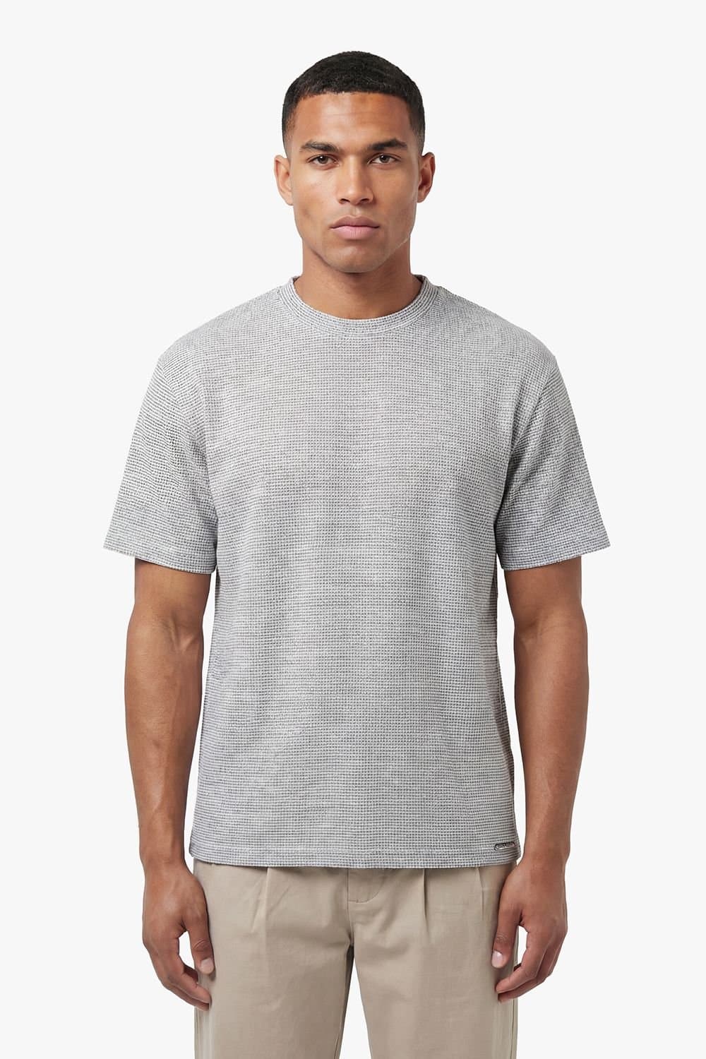 Luke 1977 Luke 1977 Men's Davenport Waffle Relax Fit T-shirt in Light Grey