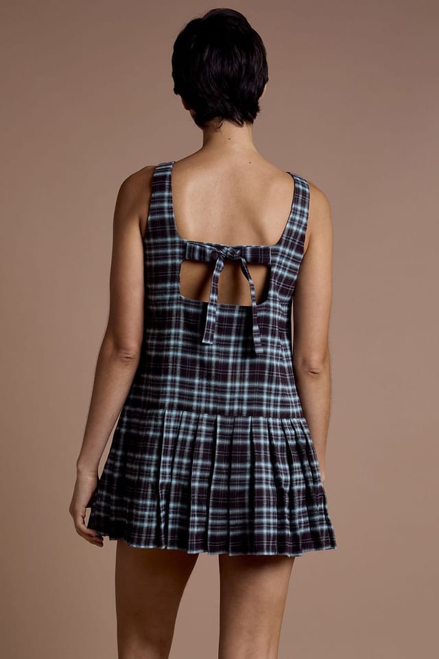 Neon Rose Neon Rose Women's Brown Tartan Check Pleated Mini Pinafore Dress - 2