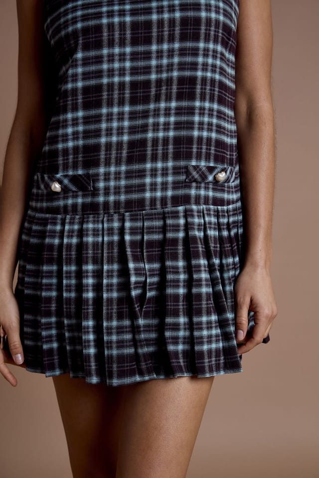 Neon Rose Neon Rose Women's Brown Tartan Check Pleated Mini Pinafore Dress - 3