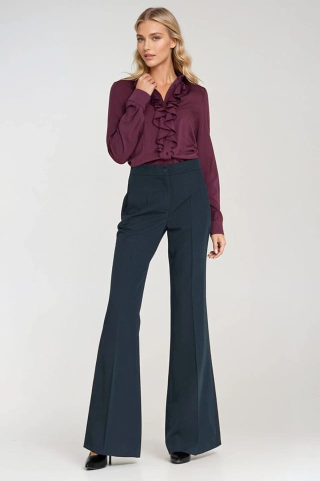 Love Lace Love Lace Women's Tailored Long Sleeve Shirt With Jabot Collar in Violet - 2