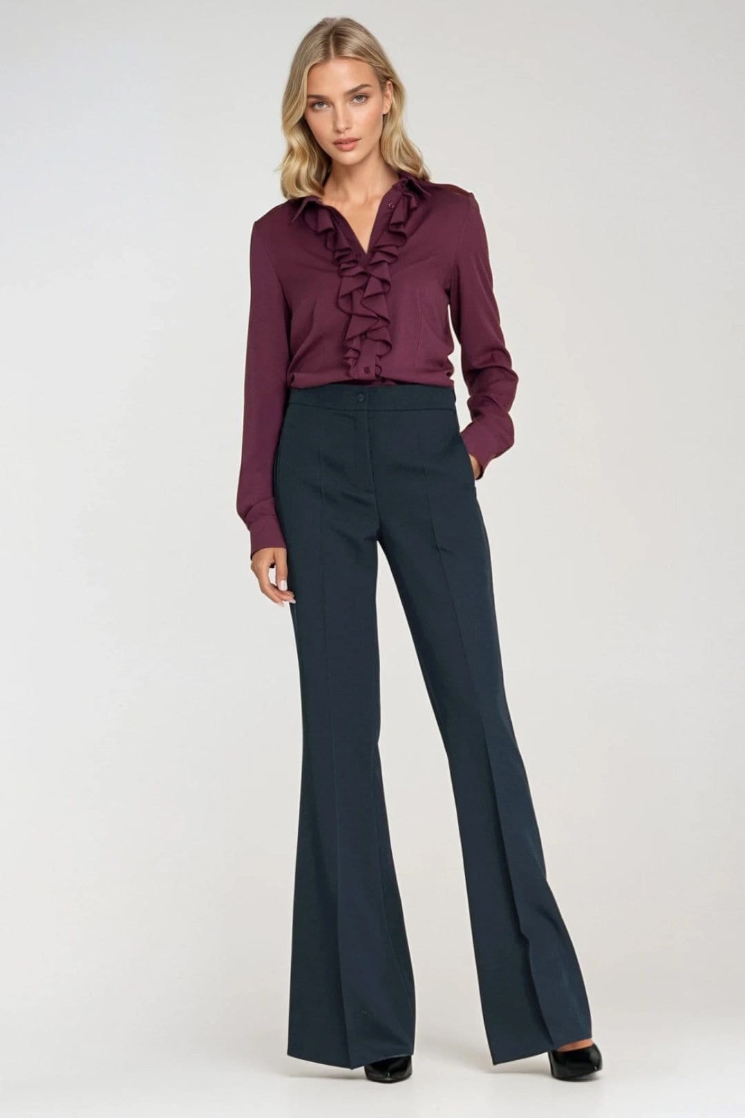 Love Lace Love Lace Women's Tailored Long Sleeve Shirt With Jabot Collar in Violet - 4