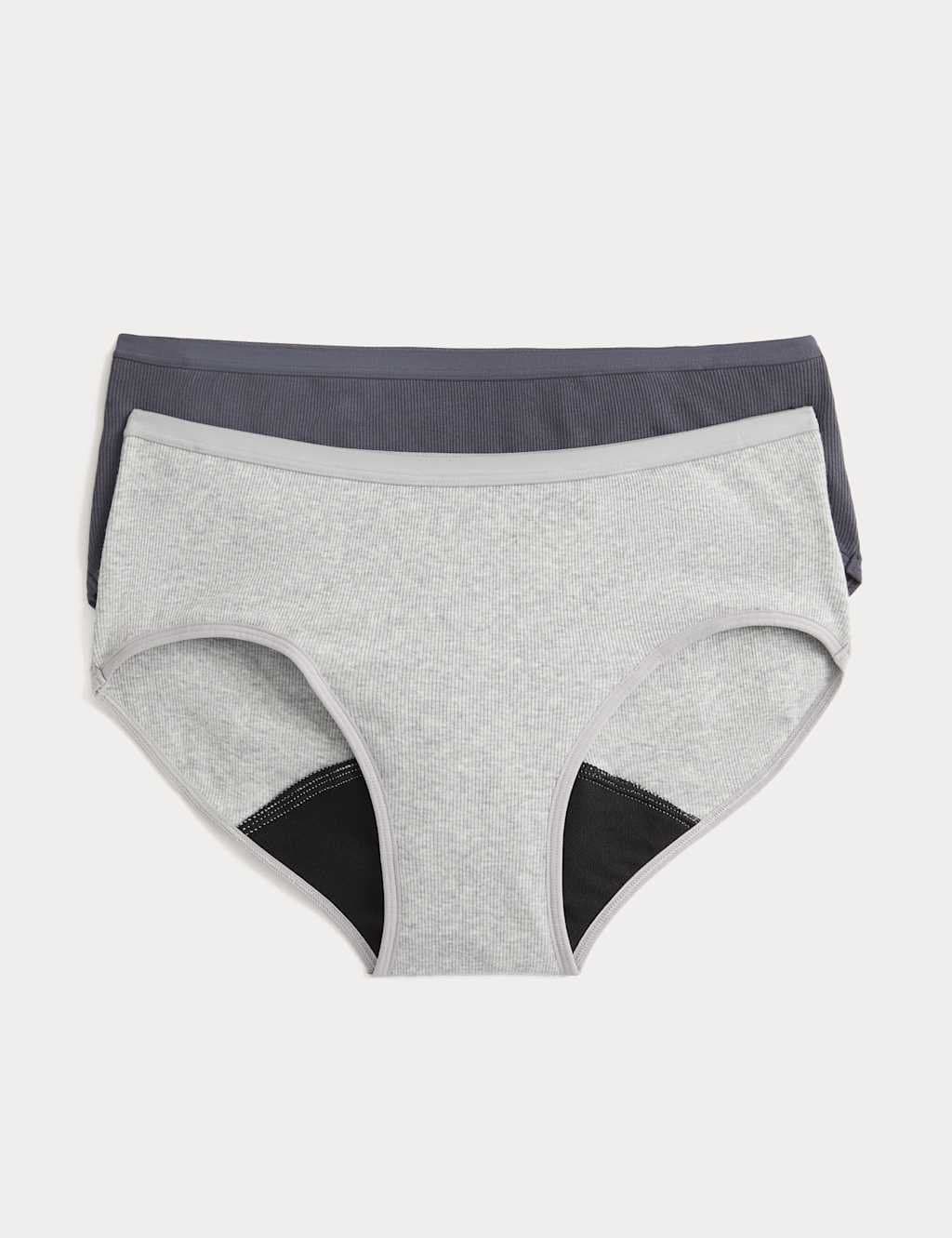 Marks & Spencer M&S 2 Pack Heavy Absorbency Period Knickers Low Rise Short Grey Mix