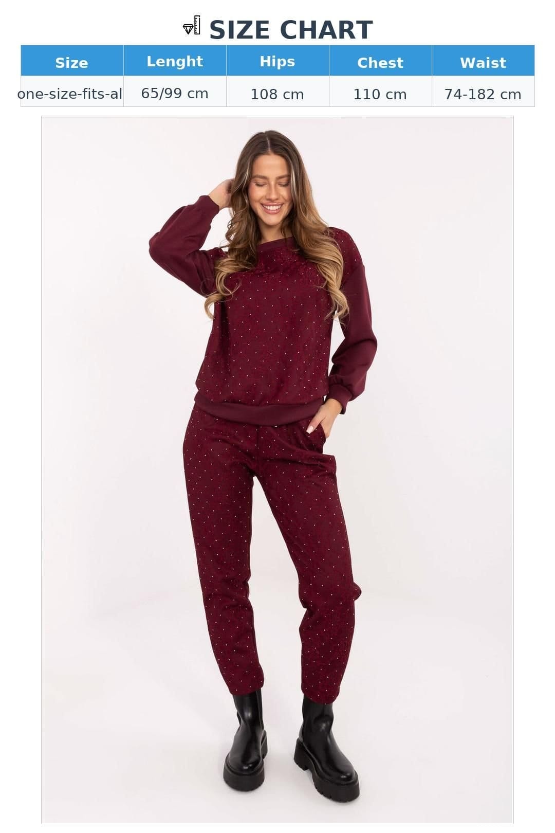 Love Lace Love Lace Women's Lace Trim Hoodie & Tapered Pants Set in Red - 4
