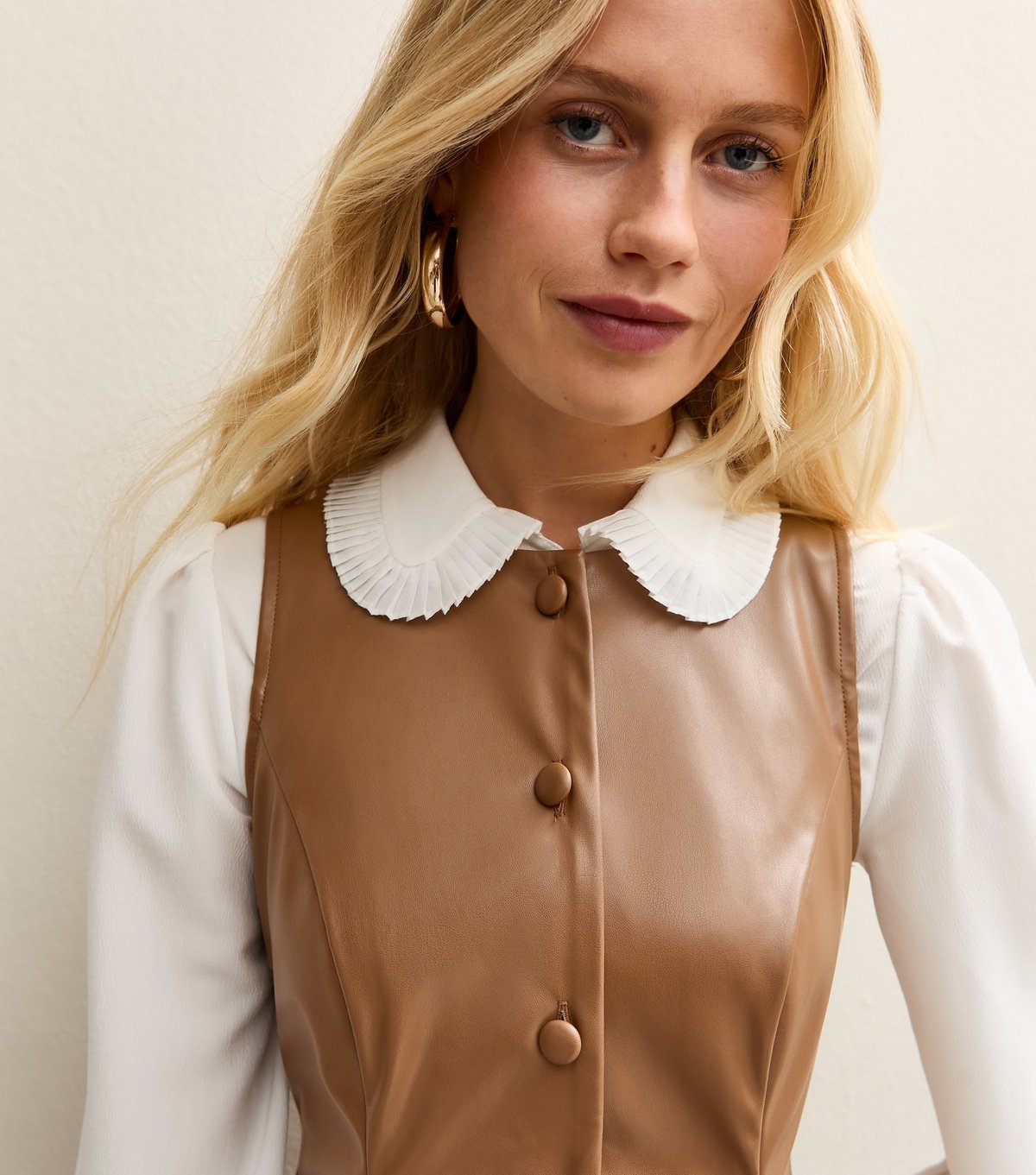 New Look Women's Brown Faux Leather Button Through Sleeveless Mini Dress New Look - 2