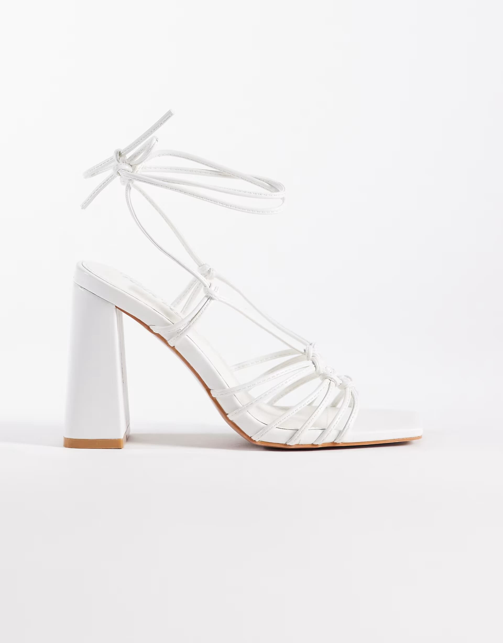 ASOS ASOS White Faux Leather Block Heeled Sandals