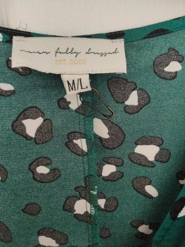 Never Fully Dressed Never Fully Dressed green leopard print dress