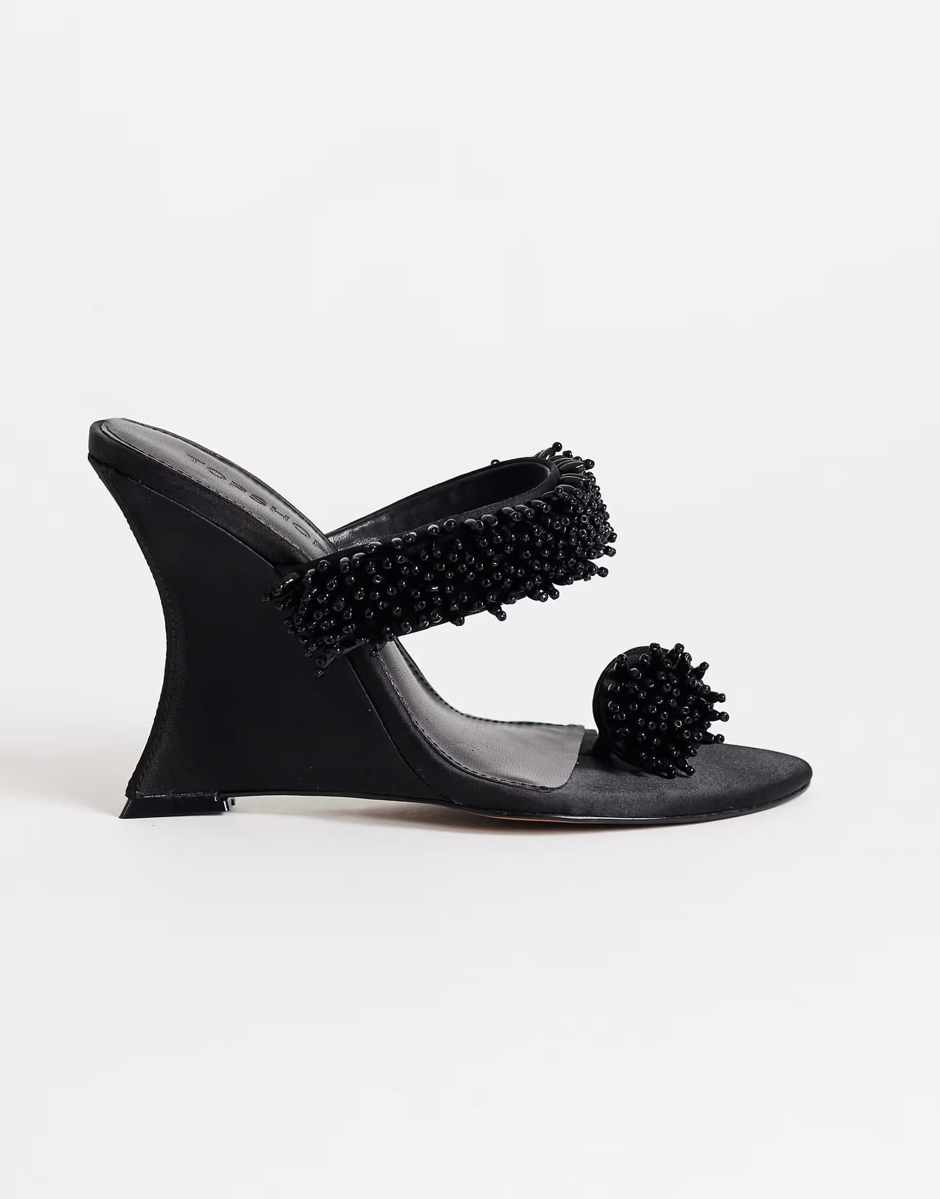 ASOS Topshop Nico wedge mule with embellishment in black 