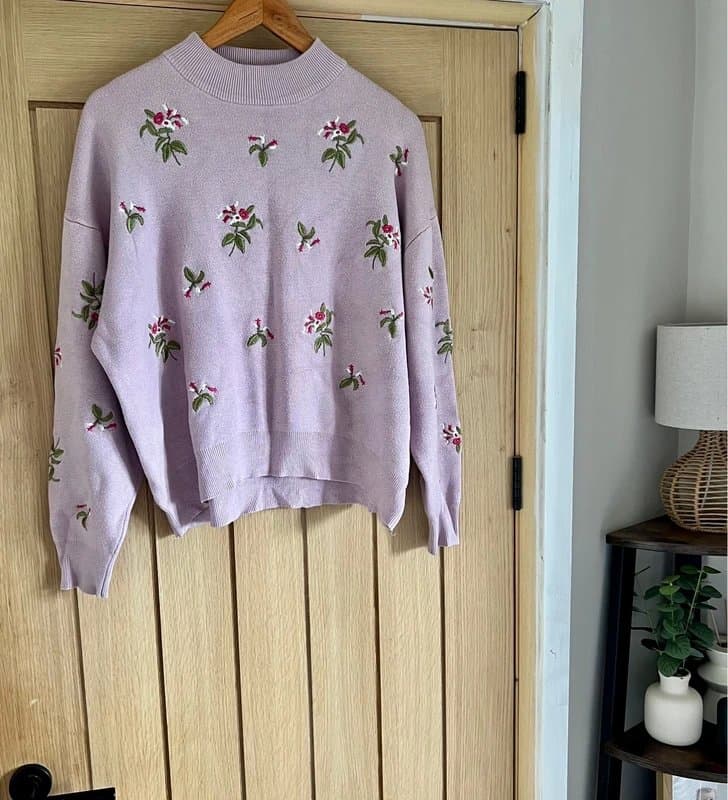 New Look New look - lilac embroidered flower jumper
