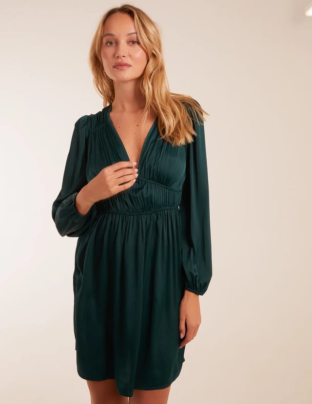 Blue Vanilla Long Sleeve V-Neck Mini Dress - 2