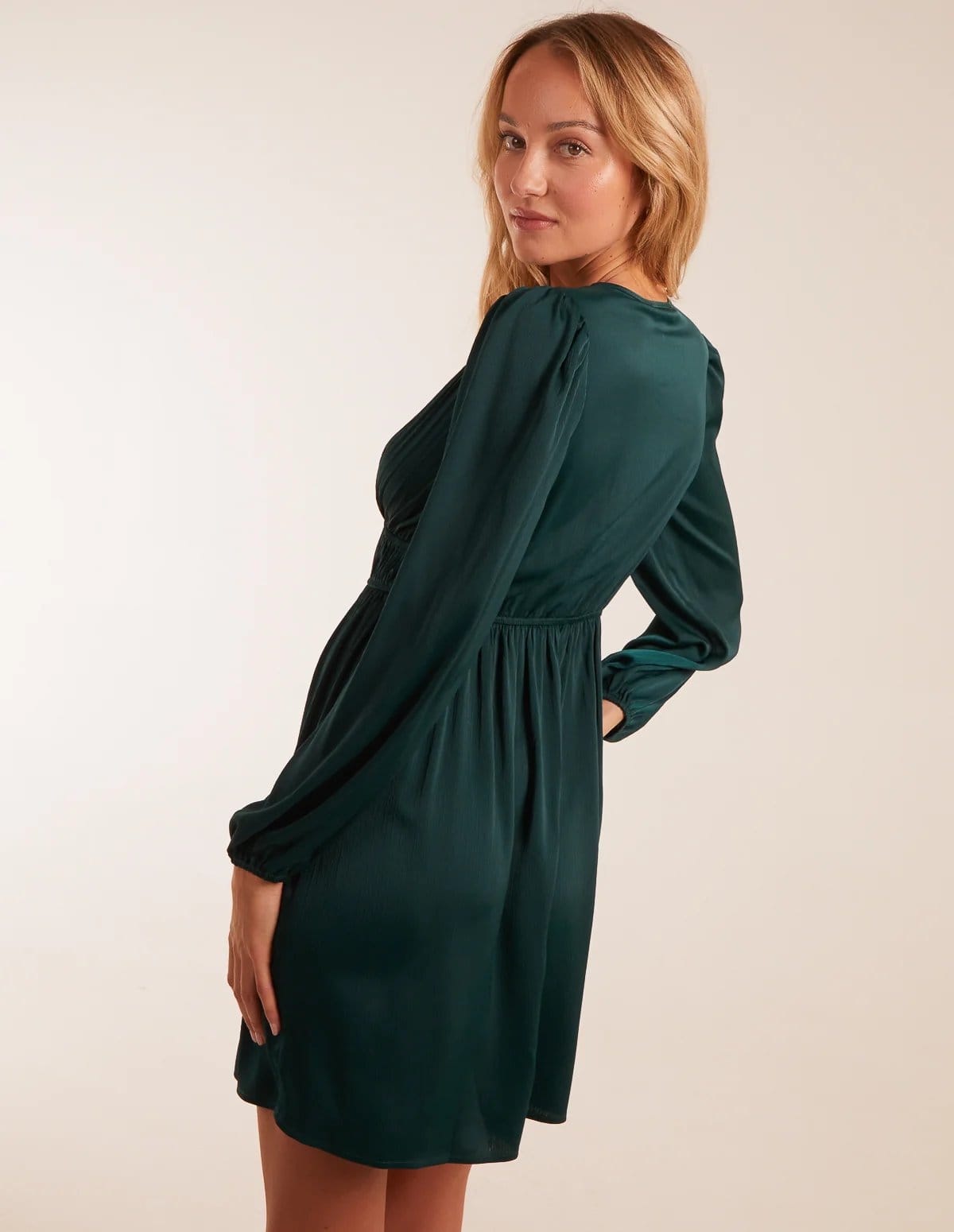 Blue Vanilla Long Sleeve V-Neck Mini Dress - 4