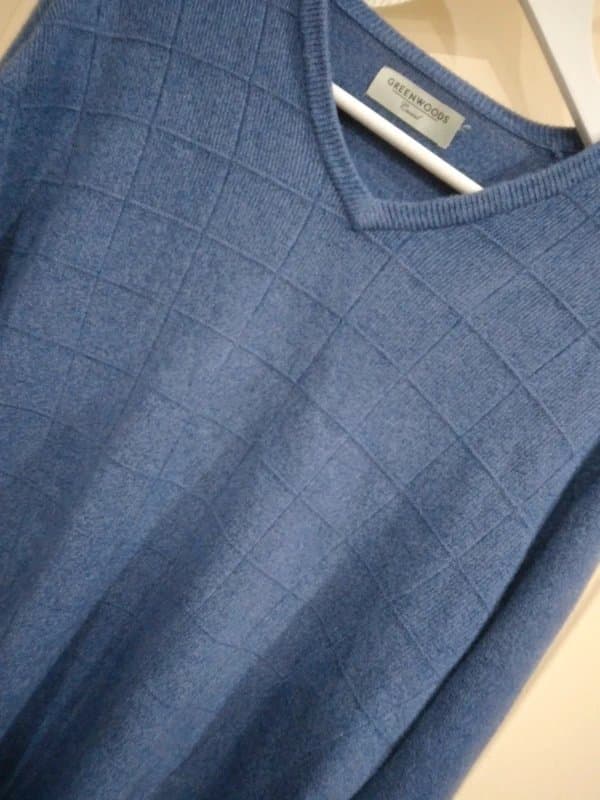 GreenWoods Mens xl blue knit jumper Greenwoods v neck winter