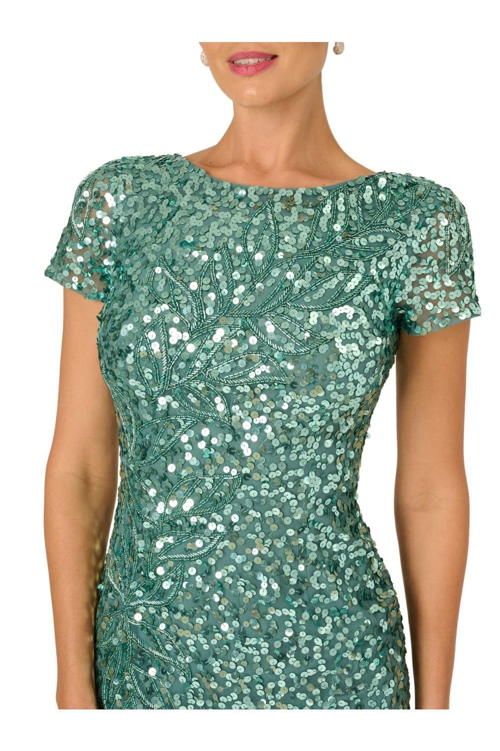 Adrianna Papell Adrianna Papell Women's Bead Mesh Sheath Dress in Green - 4