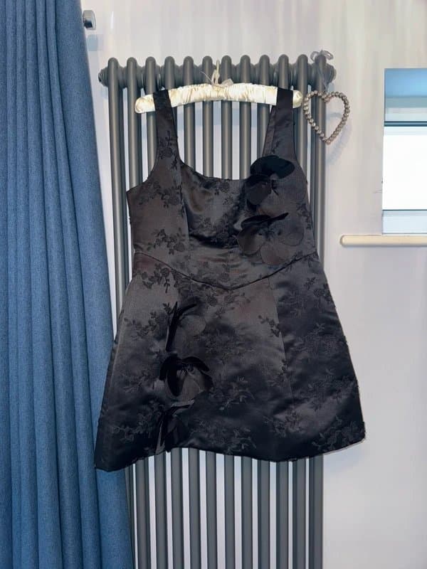 ASOS ASOS Luxe black 3d Jacquard floral satin mini dress