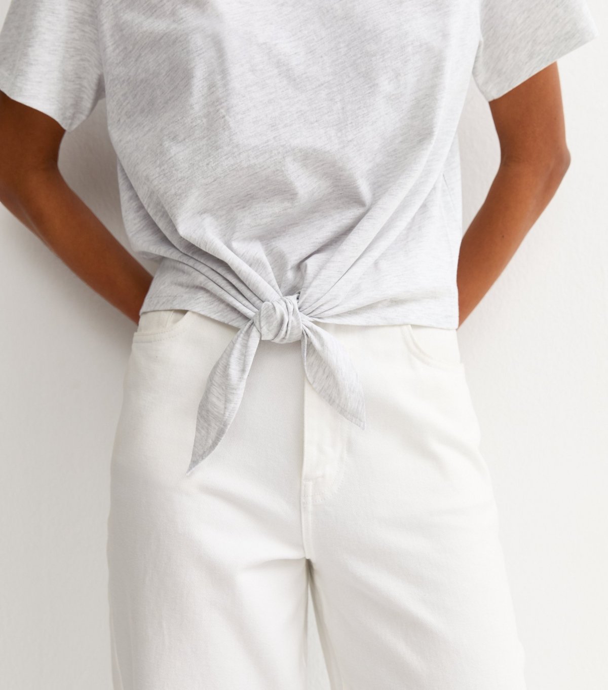 New Look Women's Light Grey Tie Front T-Shirt New Look - 3