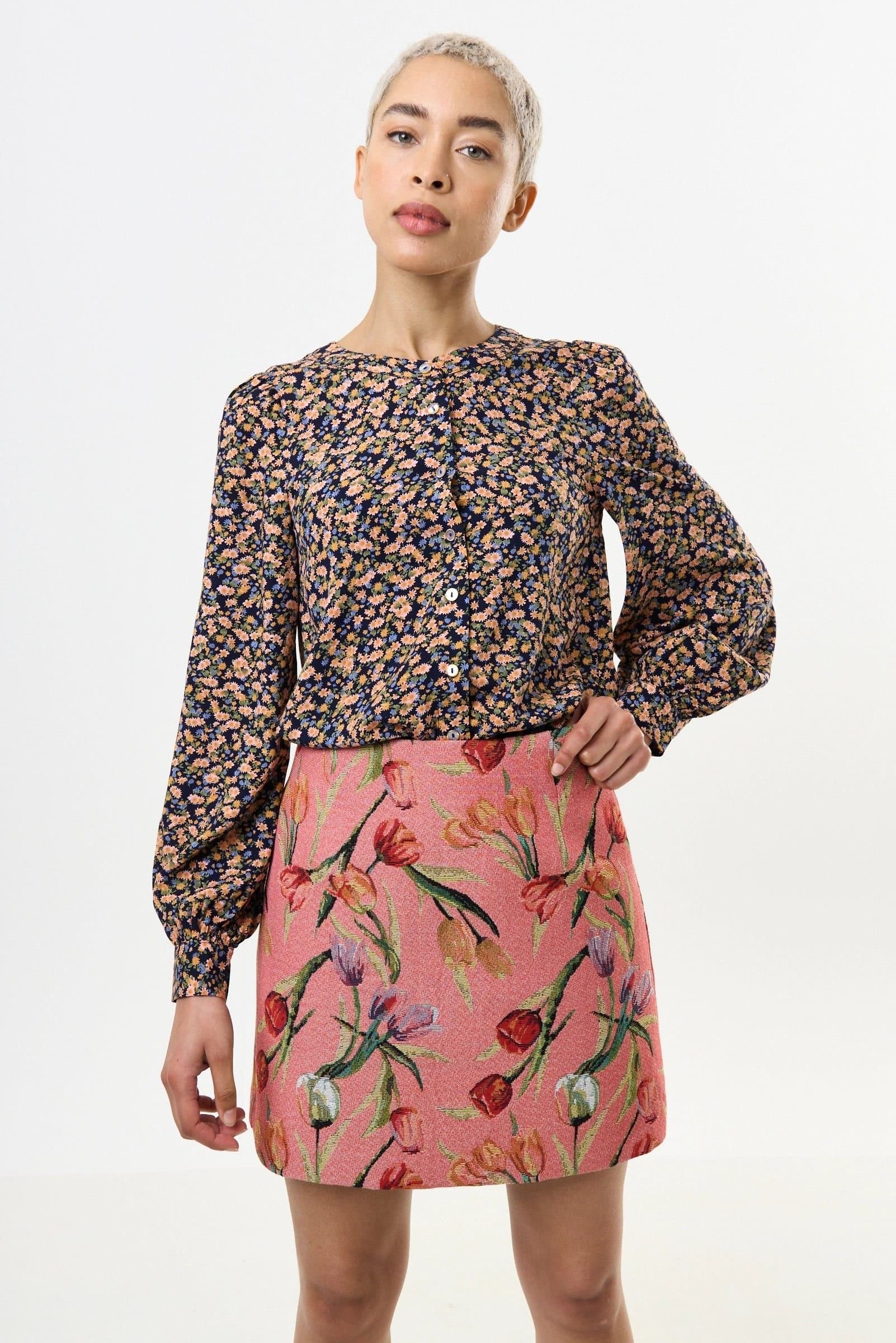 Louche Louche Women's Aubin Tulip Jacquard A-line Mini Skirt - Pink