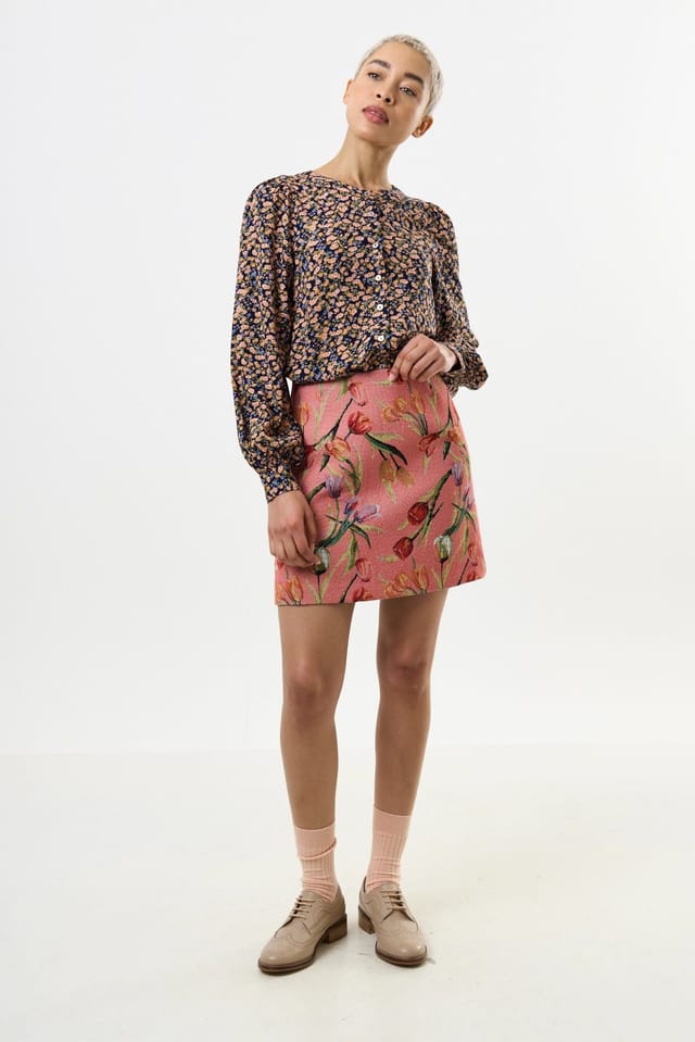 Louche Louche Women's Aubin Tulip Jacquard A-line Mini Skirt - Pink - 3