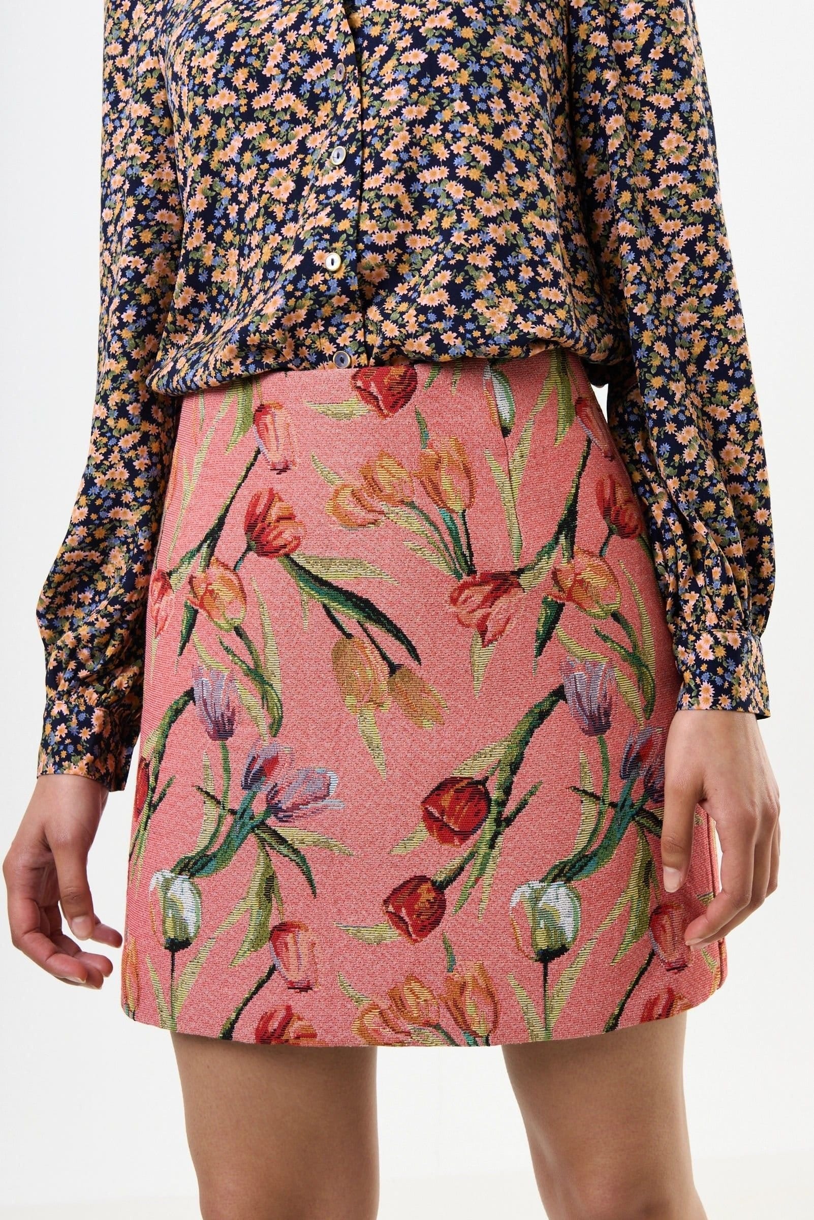 Louche Louche Women's Aubin Tulip Jacquard A-line Mini Skirt - Pink - 4