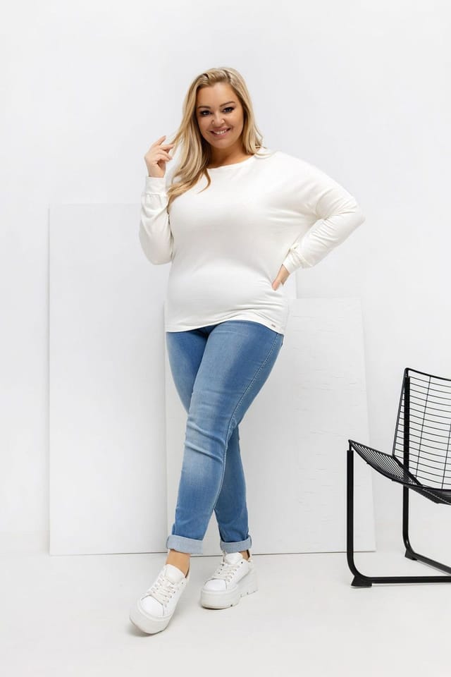 Love Lace Love Lace Women's Plus Size Round Neck Micro Modal Blouse in Beige - 2
