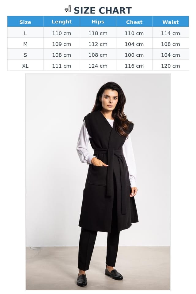 Love Lace Love Lace Women's Long Fleece Vest with Waist Belt & Pockets in Black - 3