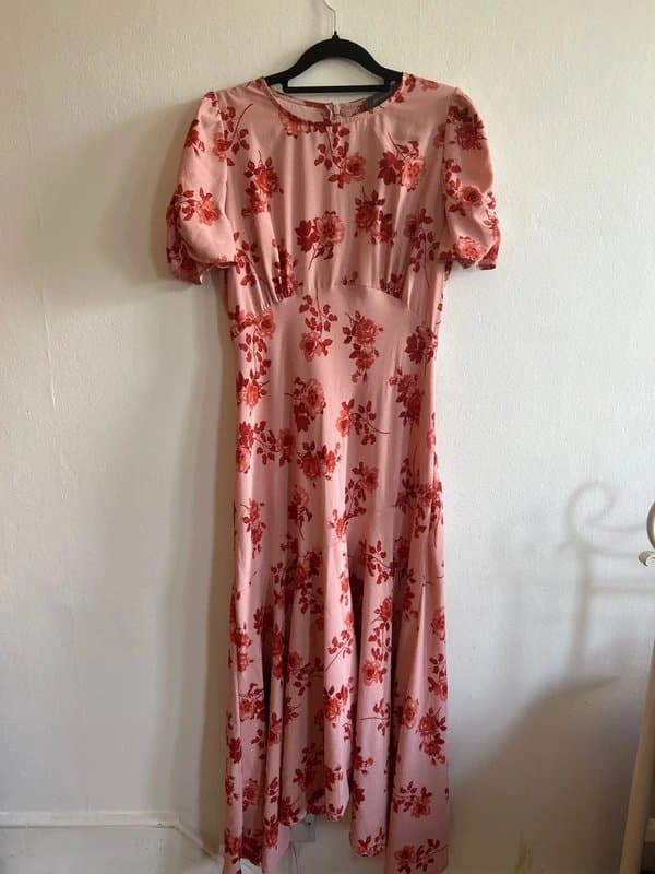 Primark Primark pink and red floral midi dress size 12
